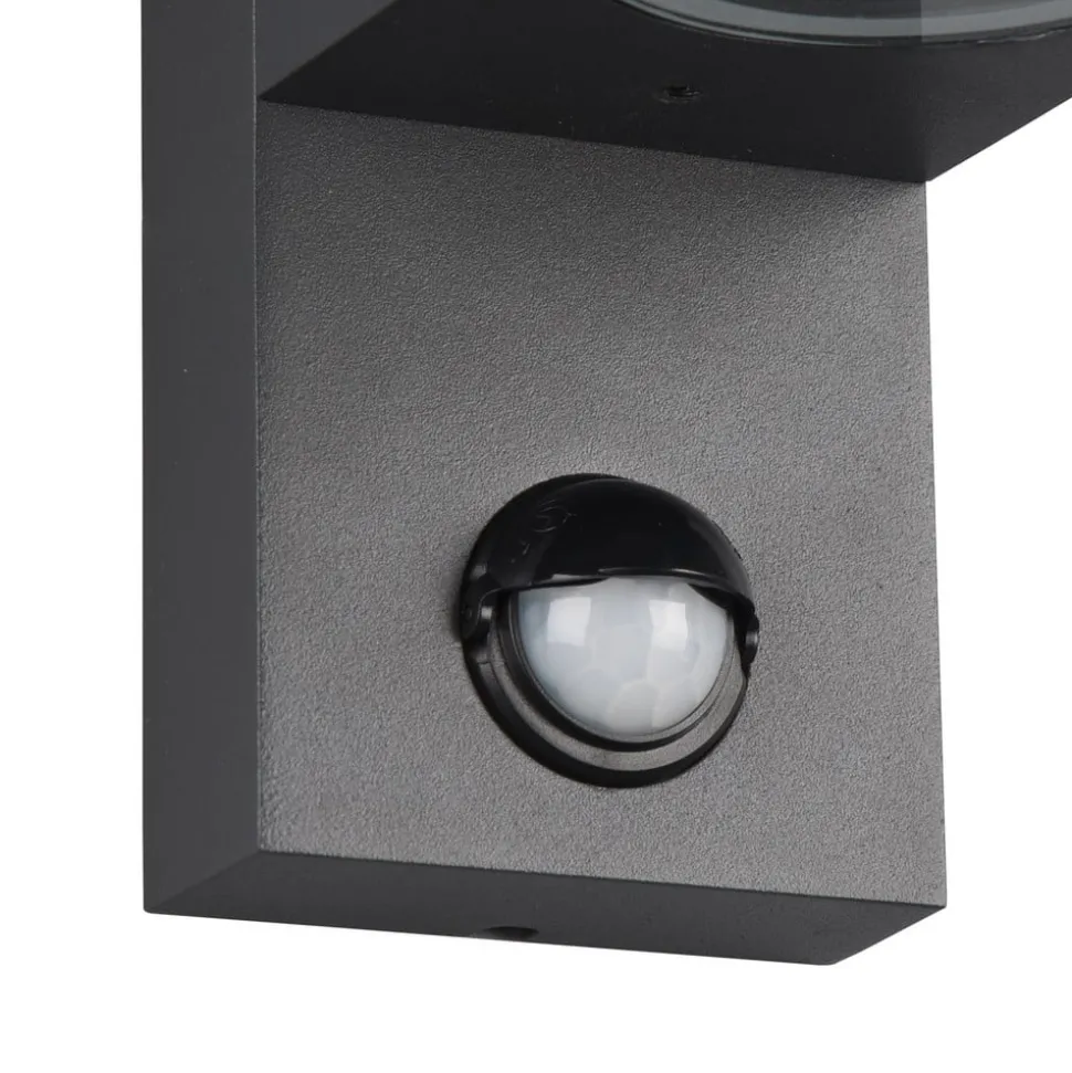 Buitenwandlamp Roya 2-lamps, sensor rond antraciet