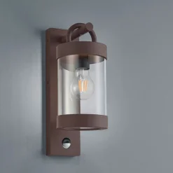 Buitenwandlamp Sambesi, bewegingssensor, roest
