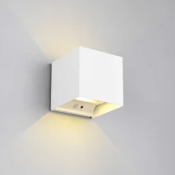 Buitenwandlamp Talent, wit, breedte 10 cm, sensor