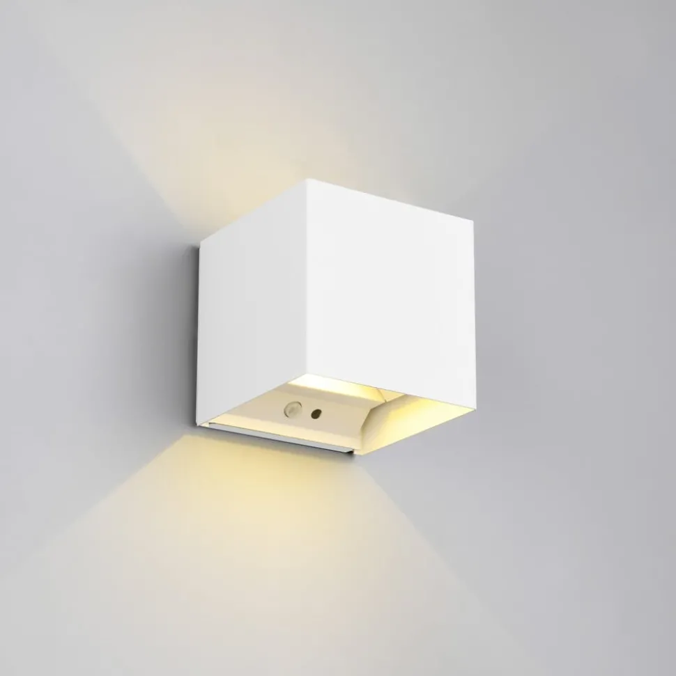 Buitenwandlamp Talent, wit, breedte 10 cm, sensor