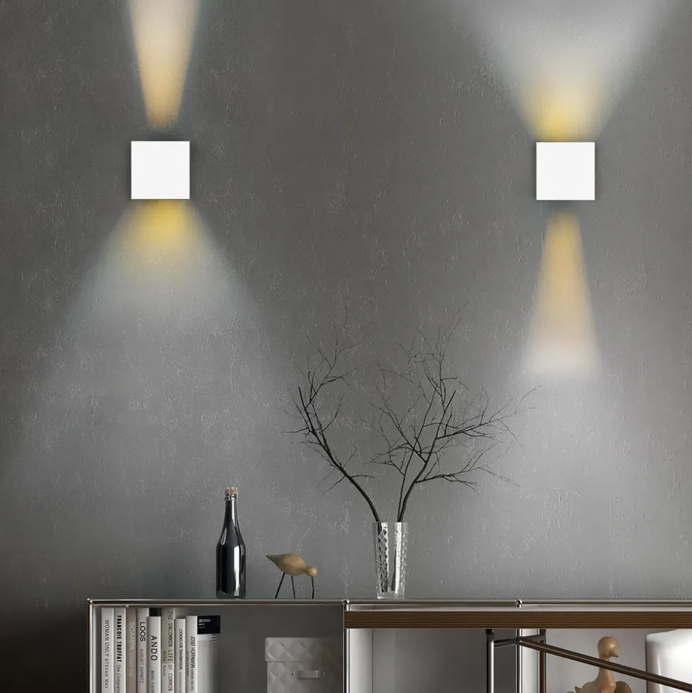 Buitenwandlamp Talent, wit, breedte 10 cm, sensor