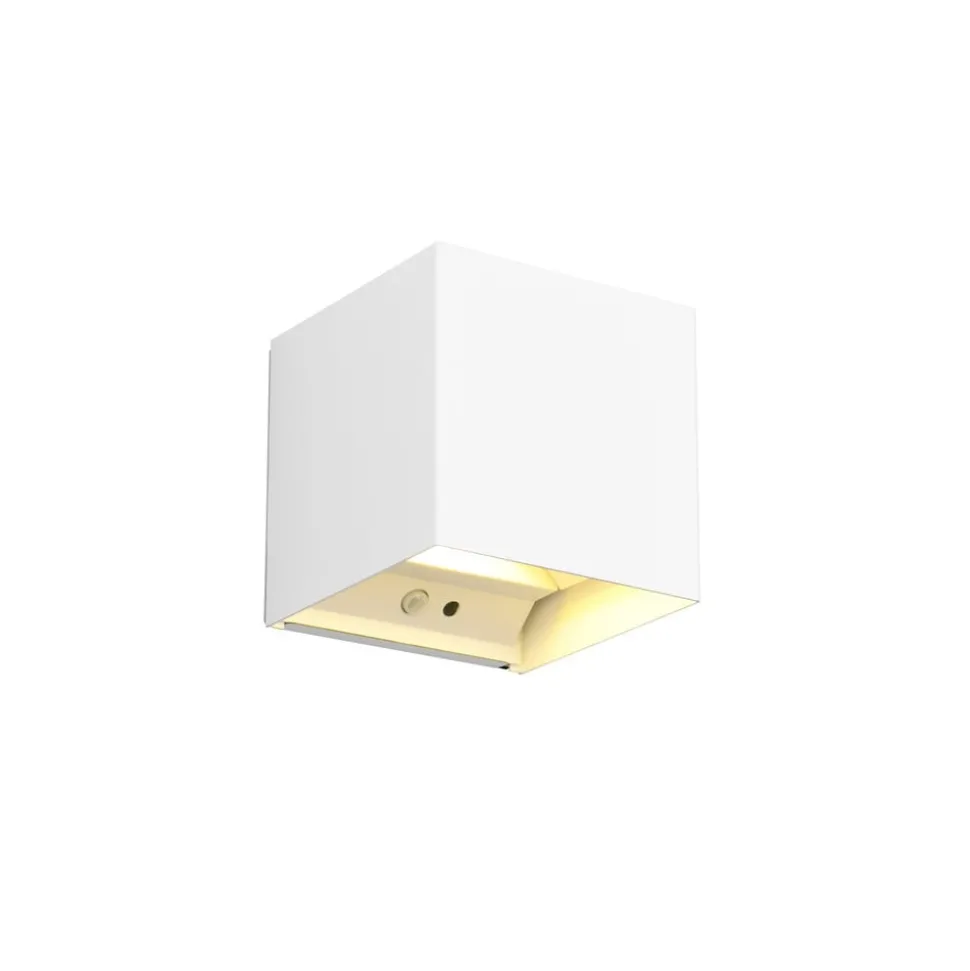 Buitenwandlamp Talent, wit, breedte 10 cm, sensor