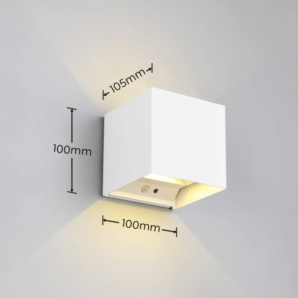 Buitenwandlamp Talent, wit, breedte 10 cm, sensor