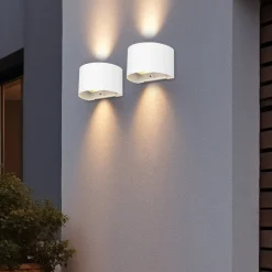 Buitenwandlamp Talent, wit, breedte 16 cm, sensor