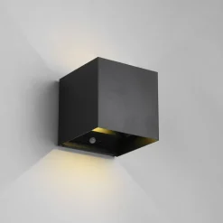 Buitenwandlamp Talent, zwart, breedte 10 cm Sensor