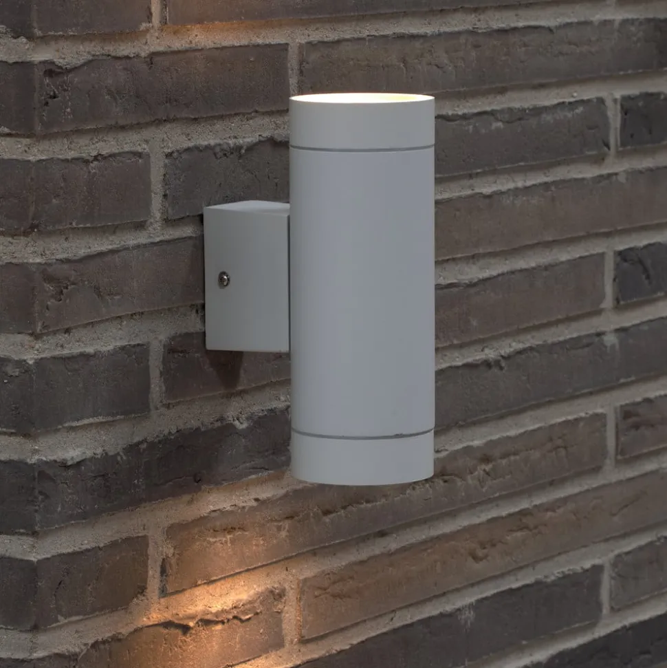 Buitenwandlamp Tin Maxi Double, metaal wit