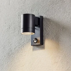 Buitenwandlamp Tin Maxi sensor, zwart