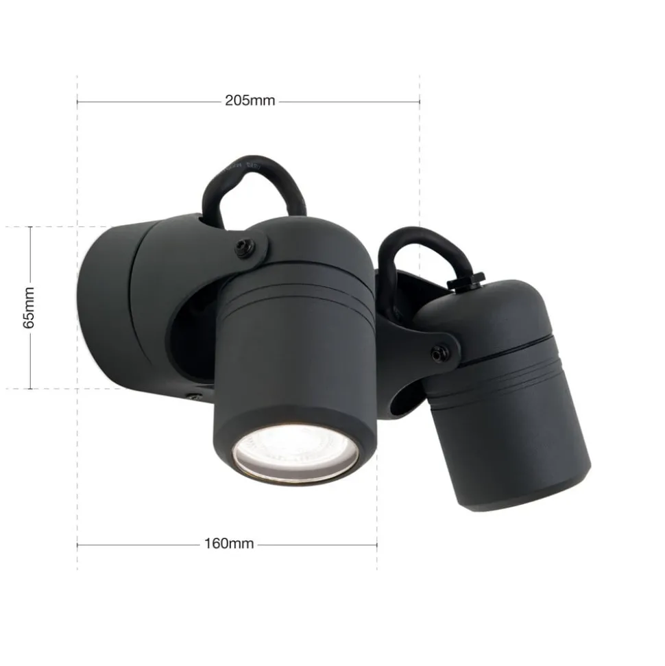 Buitenwandlamp visie, zwenkbaar, 2-lamps