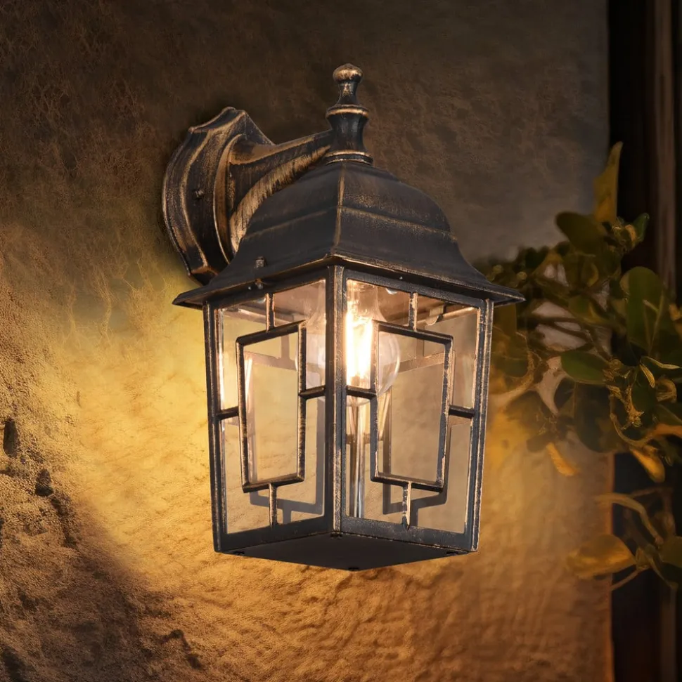 Buitenwandlamp Volturno, fitting onderaan, roestkleurig antiek