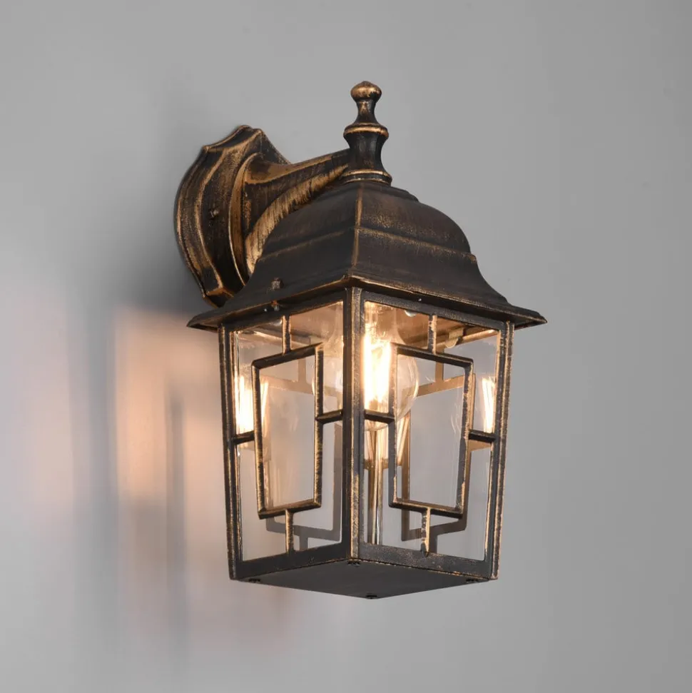 Buitenwandlamp Volturno, fitting onderaan, roestkleurig antiek