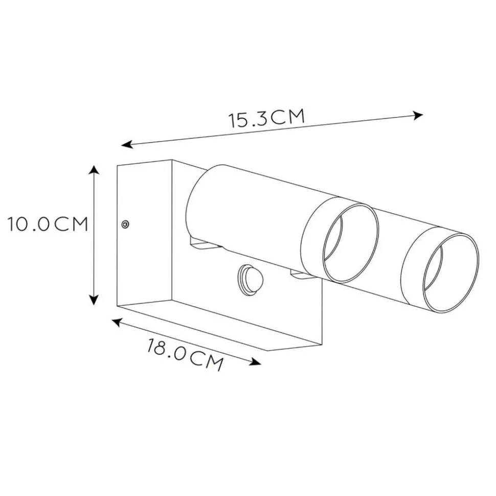 Buitenwandspot Taylor Sensor, 2-lamps wit