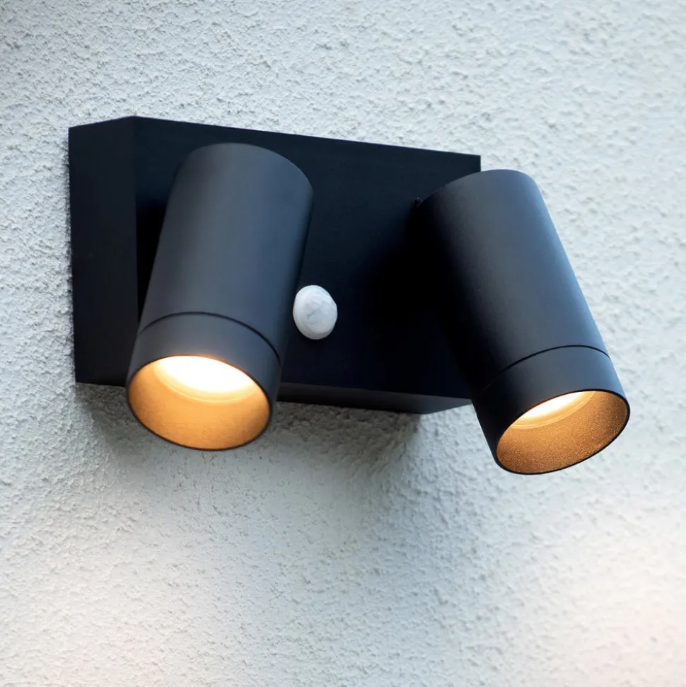 Buitenwandspot Taylor Sensor, 2-lamps zwart