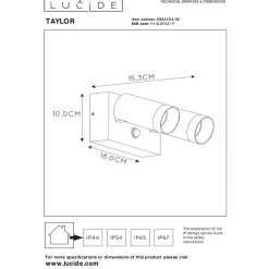 Buitenwandspot Taylor Sensor, 2-lamps zwart