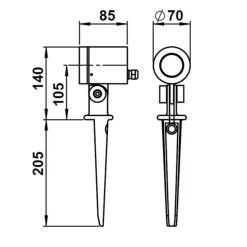 Buitspot 626, zwart, draaibaar, grondspies