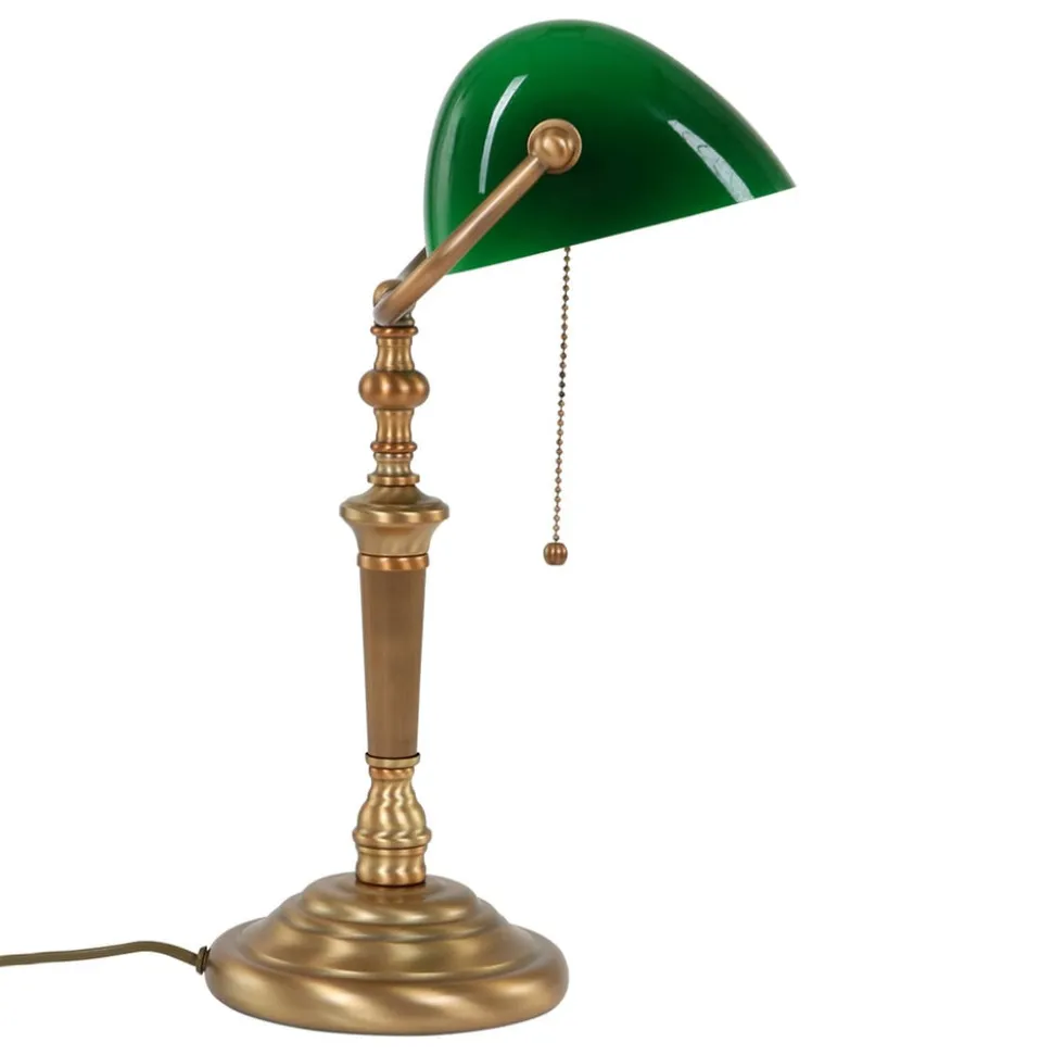 Bureaulamp Ancilla, glazen kap, brons/groen