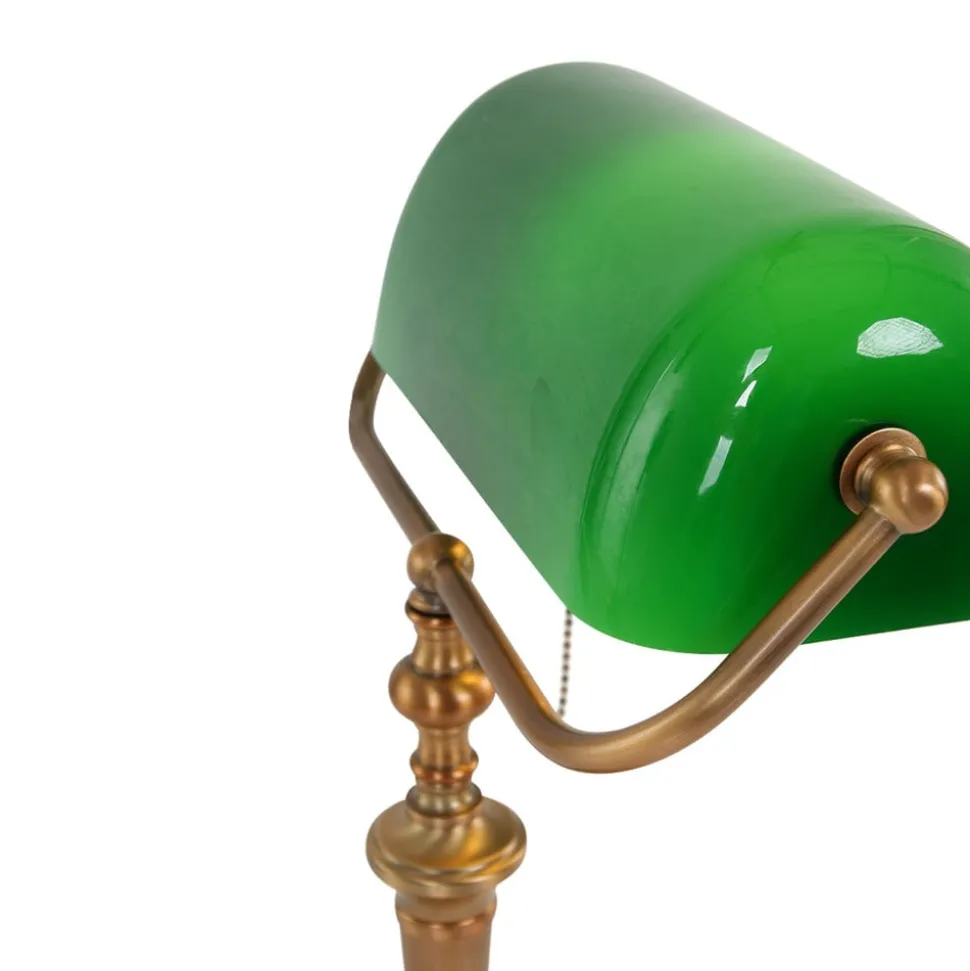 Bureaulamp Ancilla, glazen kap, brons/groen