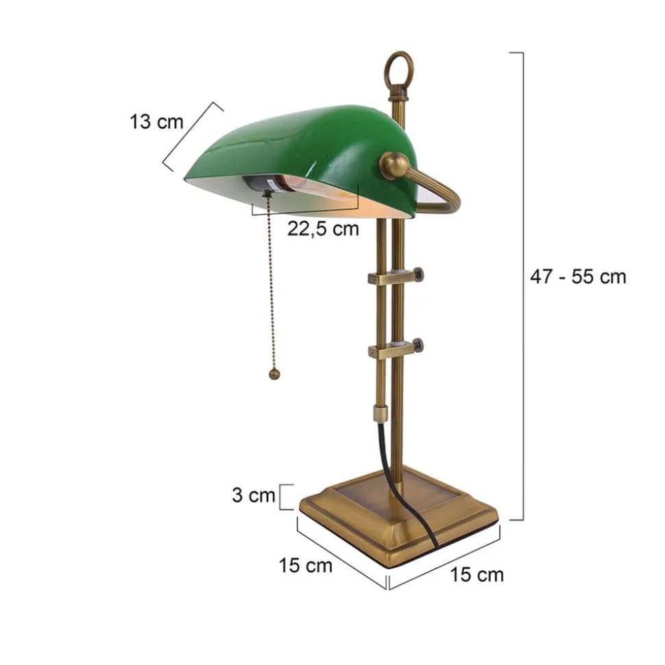 Bureaulamp Ancilla, verstelbaar brons/groen