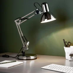 Bureaulamp Henry, chroom, hoogte 50 cm, verstelbaar