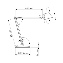 Bureaulamp MAULrock, zilverkleurig, E27 verstelbaar