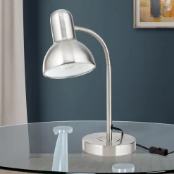 Bureaulamp Nemo, flexibel, nikkel mat