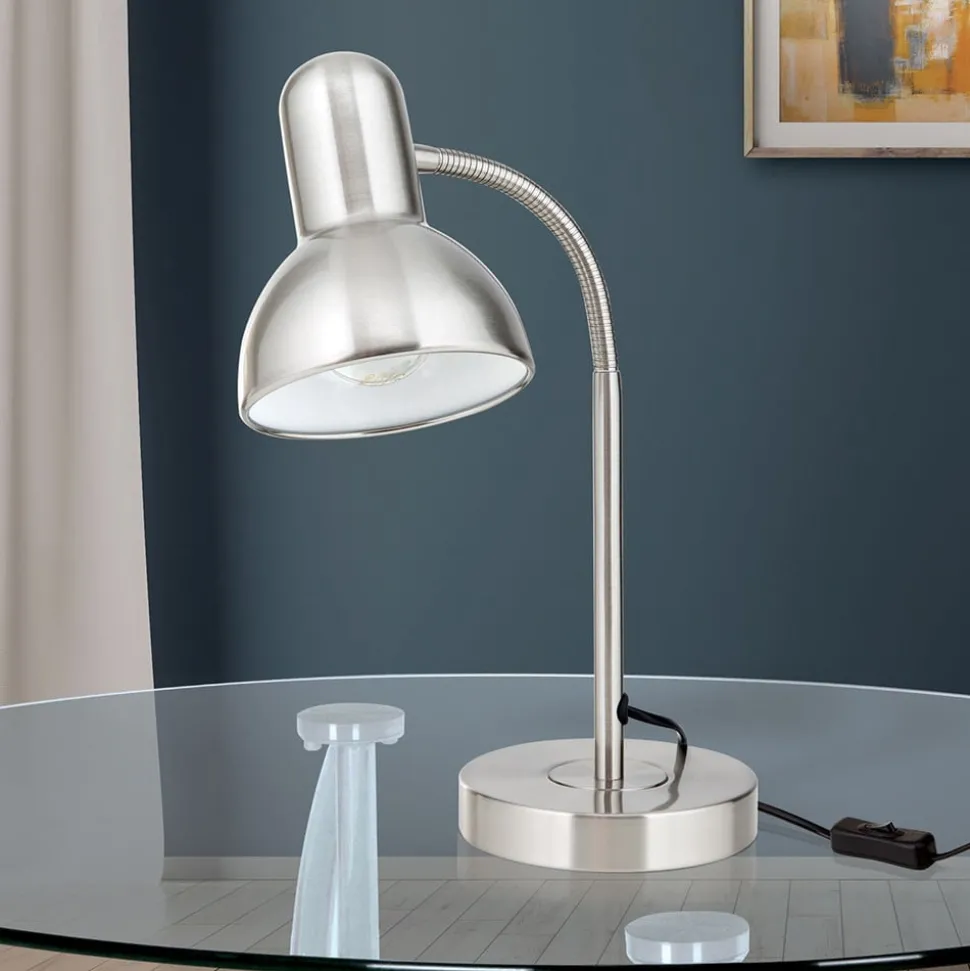 Bureaulamp Nemo, flexibel, nikkel mat