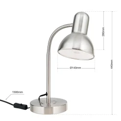 Bureaulamp Nemo, flexibel, nikkel mat