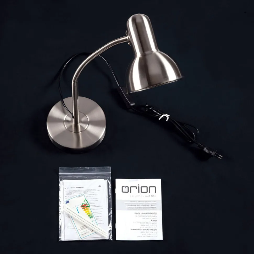 Bureaulamp Nemo, flexibel, nikkel mat