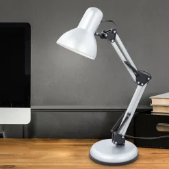 Bureaulamp Pixa, justeerbaar, E14, wit