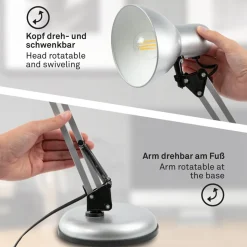 Bureaulamp Pixa, justeerbaar, E14, wit