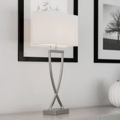 By Rydéns Omega tafellamp chroom/wit hoogte 52cm