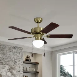 Cadiz plafondventilator, E27, schakelaar met trekkoord, antiek messing