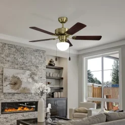 Cadiz plafondventilator, E27, schakelaar met trekkoord, antiek messing