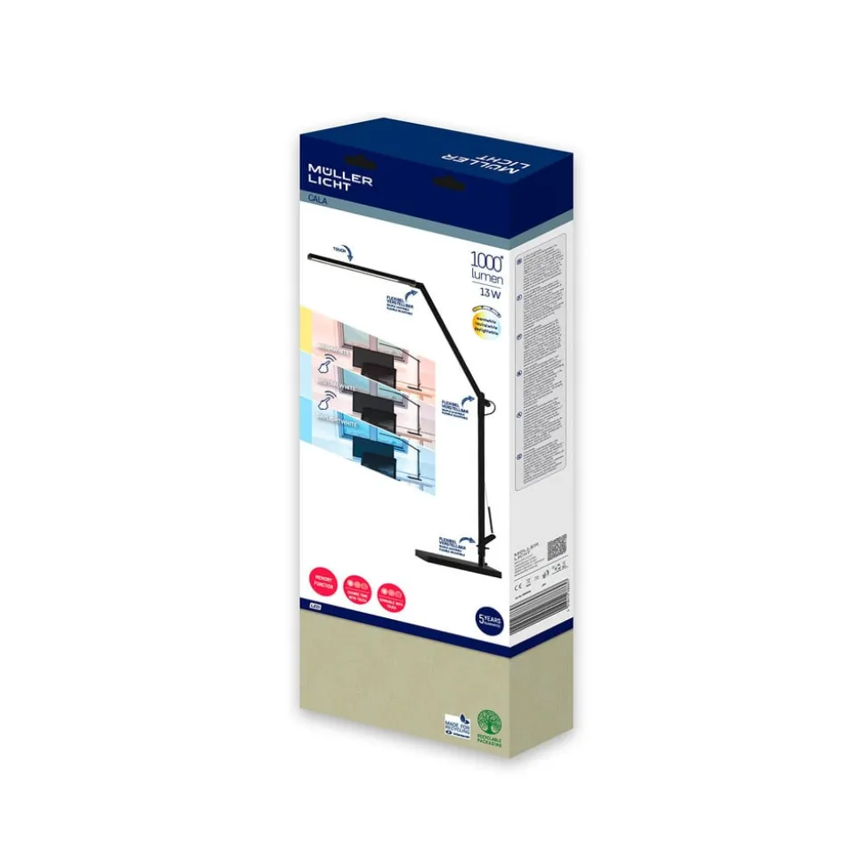 Cala LED bureaulamp, CCT, dimbaar, zwart