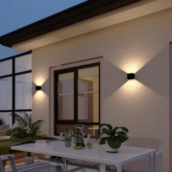 Calex Akku LED oplaadbare sensor buitenwandlamp, Up/Down, zwart