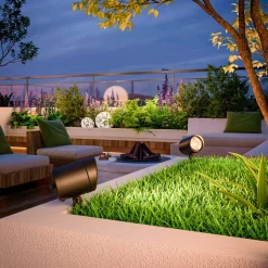 Calex buitenspot, grondspies, stekker, zwart, 2.700 K