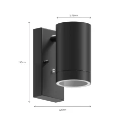 Calex buitenwandlamp Alba GU10, downlight, zwart, sensor