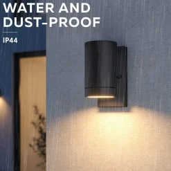 Calex buitenwandlamp Alba GU10, downlight, zwart, sensor