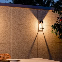 Calex buitenwandlamp, fitting onderaan, aluminium, zwart