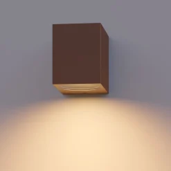 Calex buitenwandlamp GU10, downlight, hoogte 8 cm, roestbruin