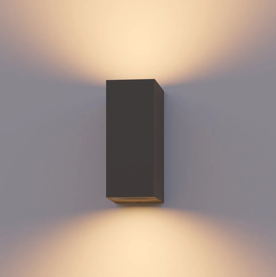 Calex buitenwandlamp GU10, omhoog/omlaag, hoogte 15 cm, antraciet