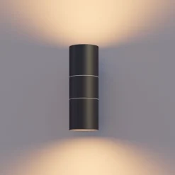 Calex buitenwandlamp GU10 roestvrij staal, up/down, 17 cm, zwart