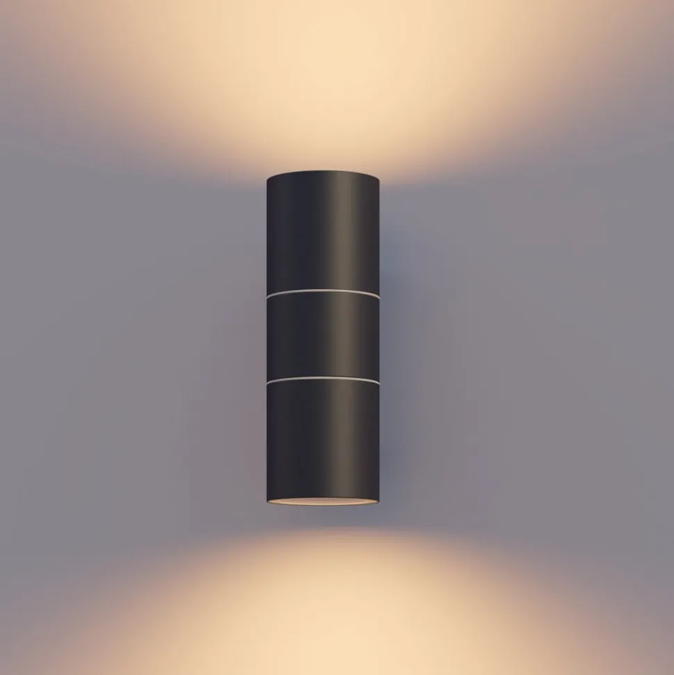 Calex buitenwandlamp GU10 roestvrij staal, up/down, 17 cm, zwart