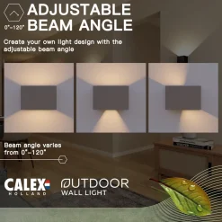 Calex buitenwandlamp Rechthoek Up hoogte 10cm antraciet