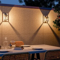 Calex buitenwandlamp, roestvrij staal, fitting onderaan, zwart