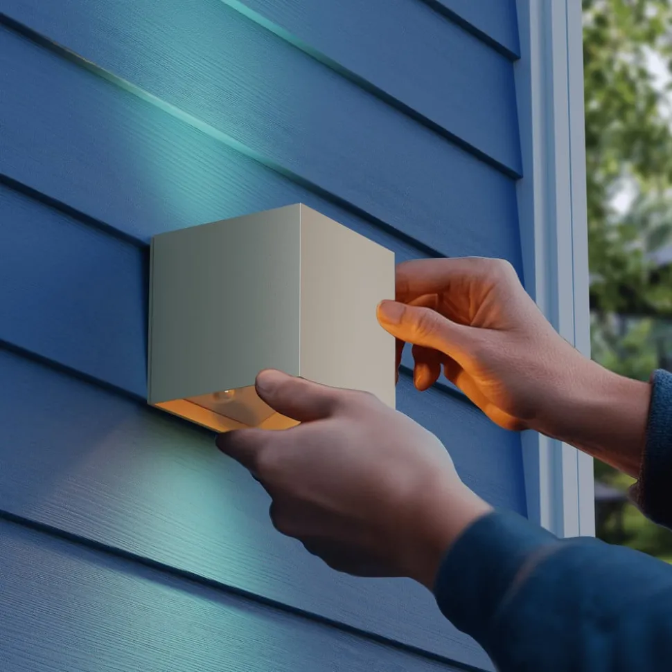 Calex LED accu sensor buiten wandlamp Volterra, zand, IP44