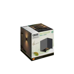Calex LED buitenwandlamp Cub, Up, hoogte 10 cm, zwart