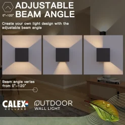 Calex LED buitenwandlamp Cub, Up, hoogte 10 cm, zwart