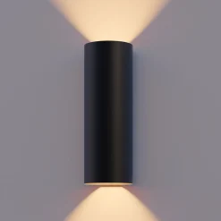 Calex LED buitenwandlamp Rond, omhoog/omlaag, hoogte 23 cm, zwart