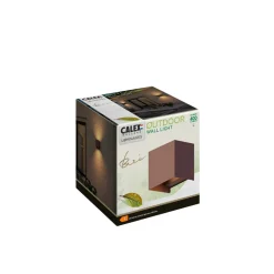 Calex LED buitenwandlamp Cub, Up, hoogte 10cm, roestbruin