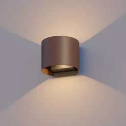 Calex LED buitenwandlamp Oval, Up, hoogte 10cm, roestbruin